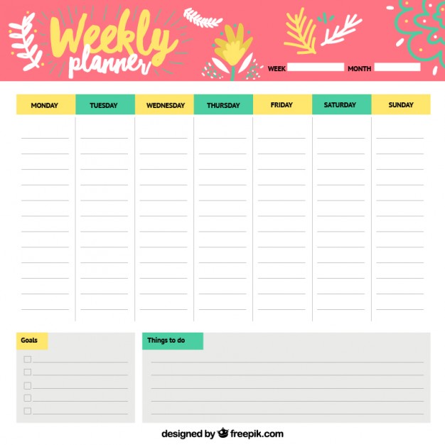 626x626 Cheerful Weekly Schedule Vector Free Download