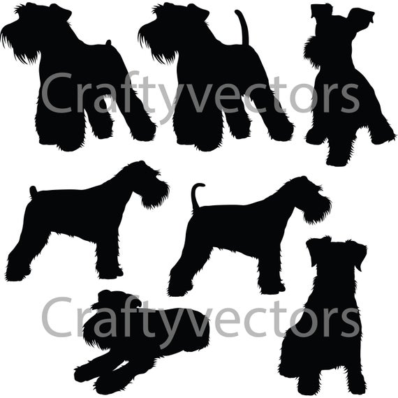 570x570 Miniature Schnauzer Silhouettes Vector Etsy