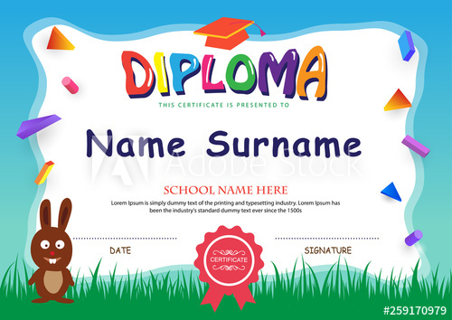 500x354 Preschool Kids Diploma Certificate Elementary School Background