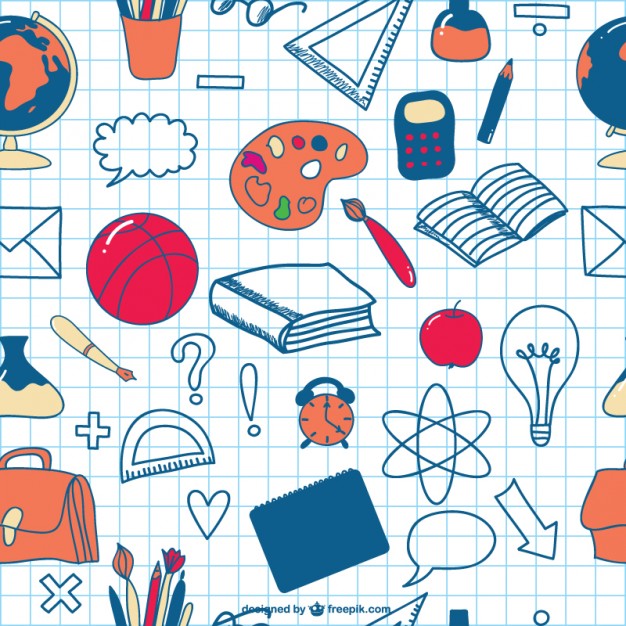 626x626 School Doodles Seamless Icons Background Free Vector