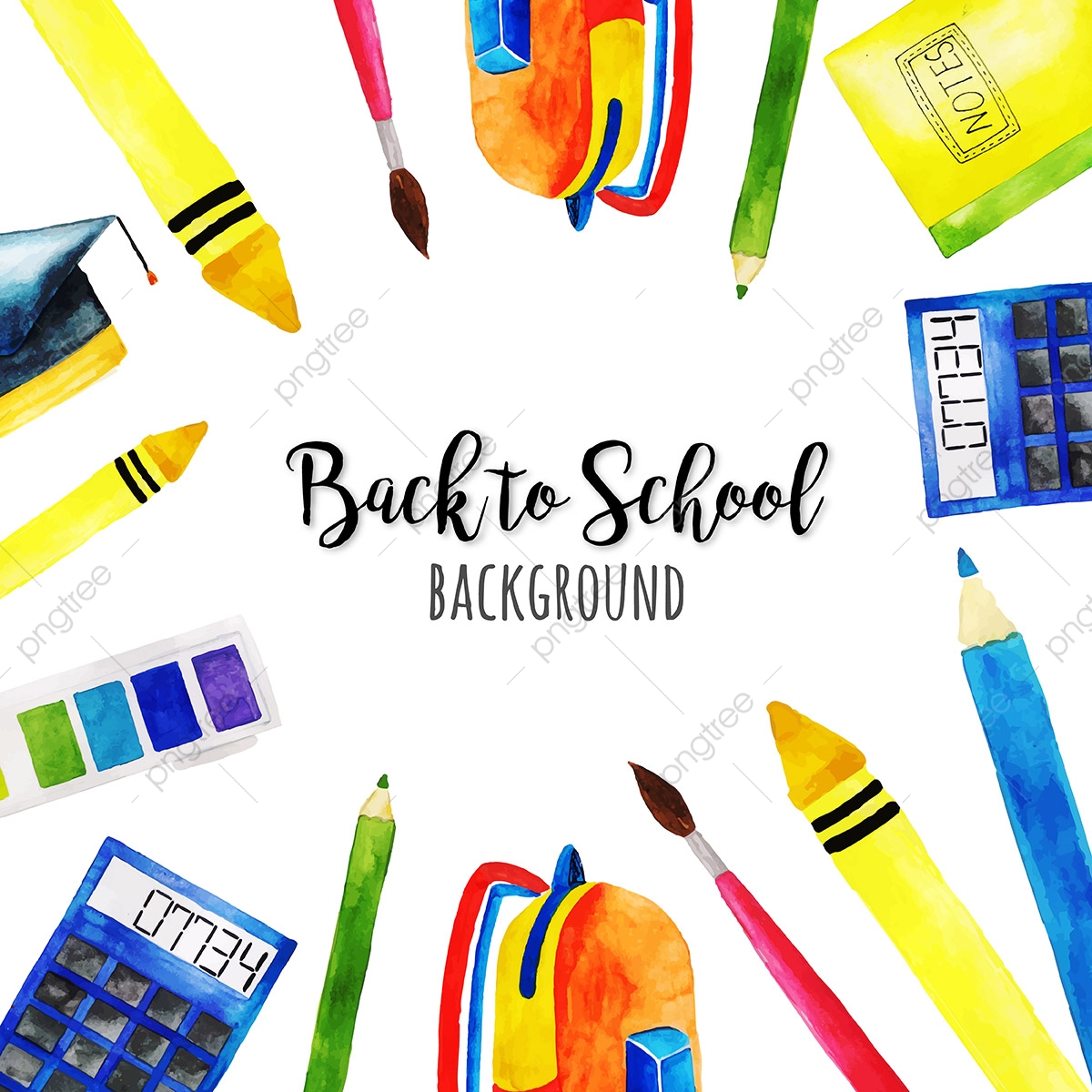 1200x1200 Watercolor Back To School Background, School, Back, Chalk Png