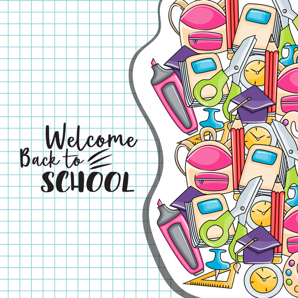 600x600 Welcome Back To School Background Vector Free Download