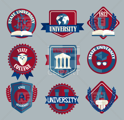 400x386 Set Of University And College School Badges In Flat Style Vector