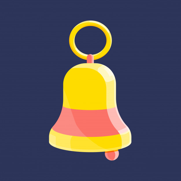 626x626 Golden School Bell Vector Icon In Modern Flat Style Vector