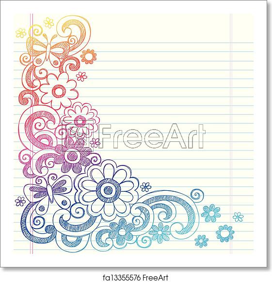561x581 Free Art Print Of Flowers Sketch Doodle Border Vector Springtime