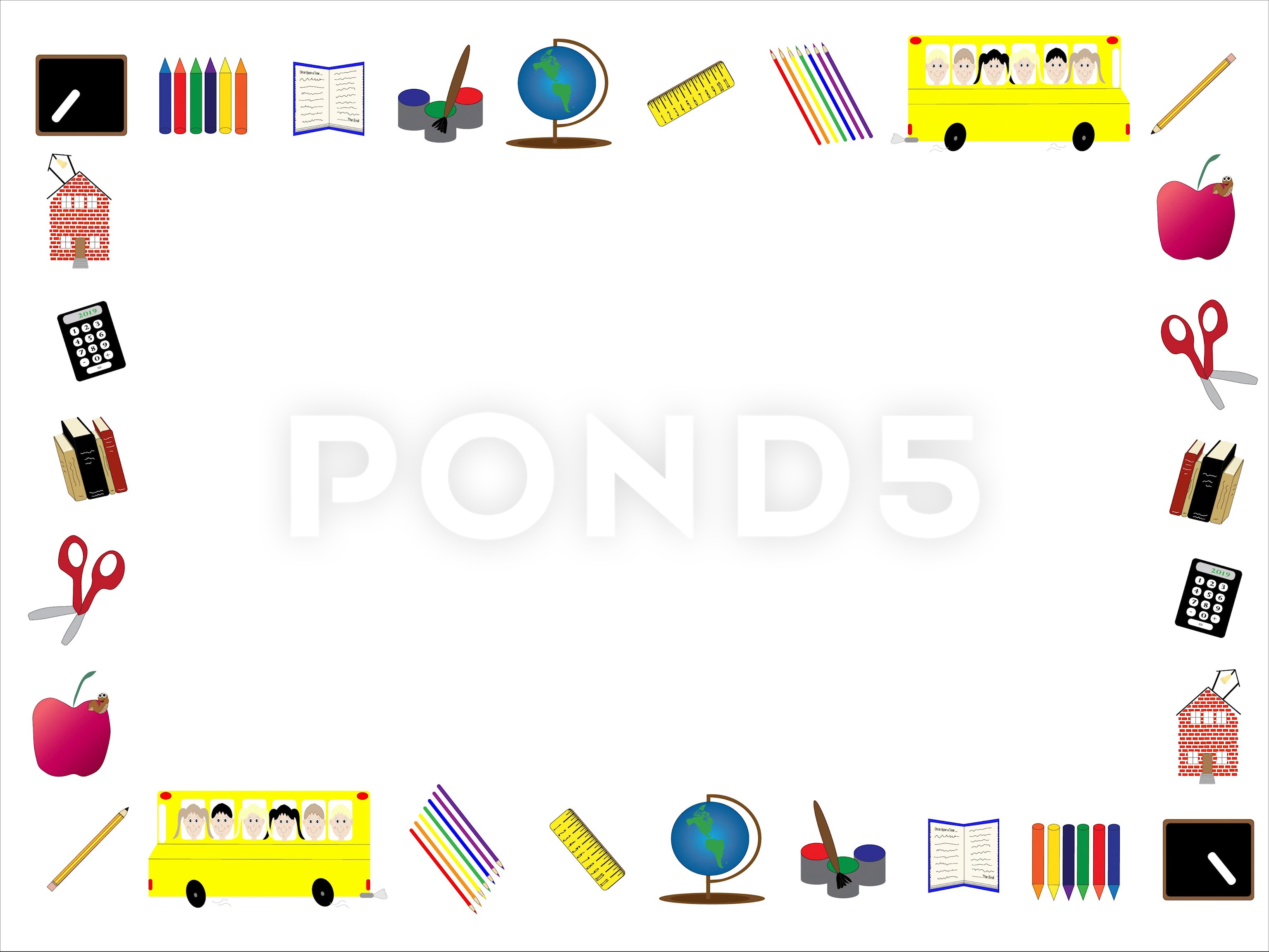 3070x2304 School Clip Art Borders Clipart Border Of Supplies And Ruled Paper