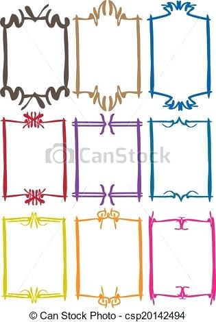 315x470 Simple Border Designs With Different Colors Vector Illustration