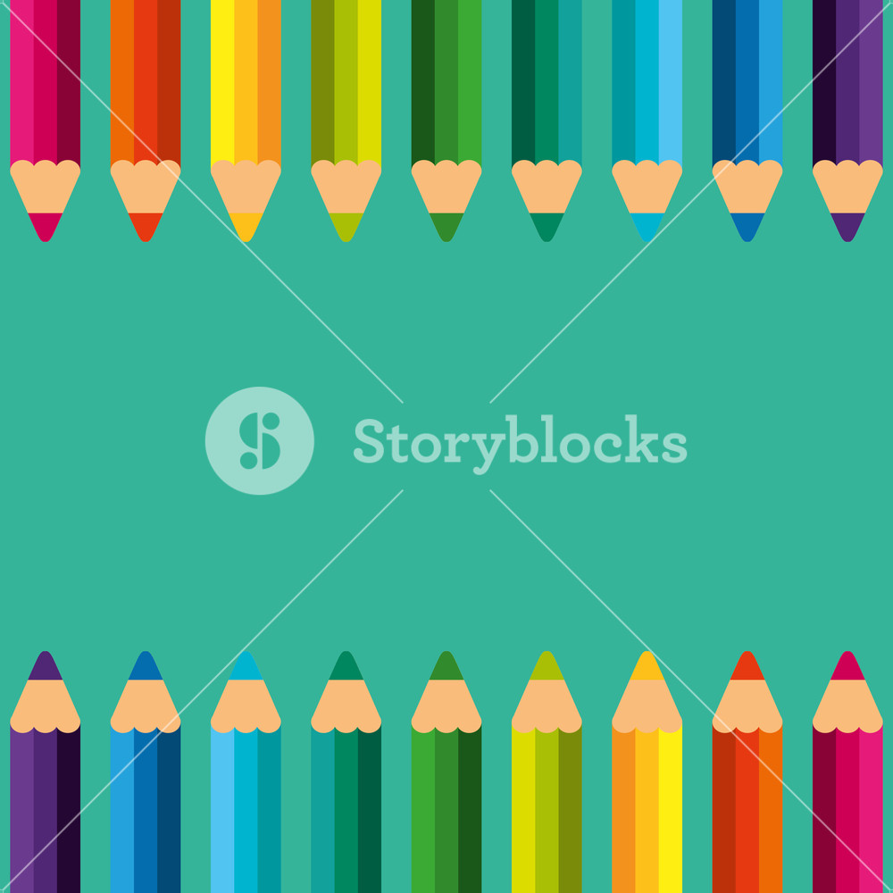 1000x1000 Back To School Colors Pencils Border Vector Illustration Royalty