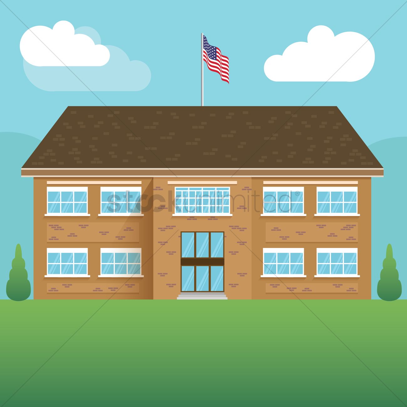 1300x1300 Usa School Building Vector Image