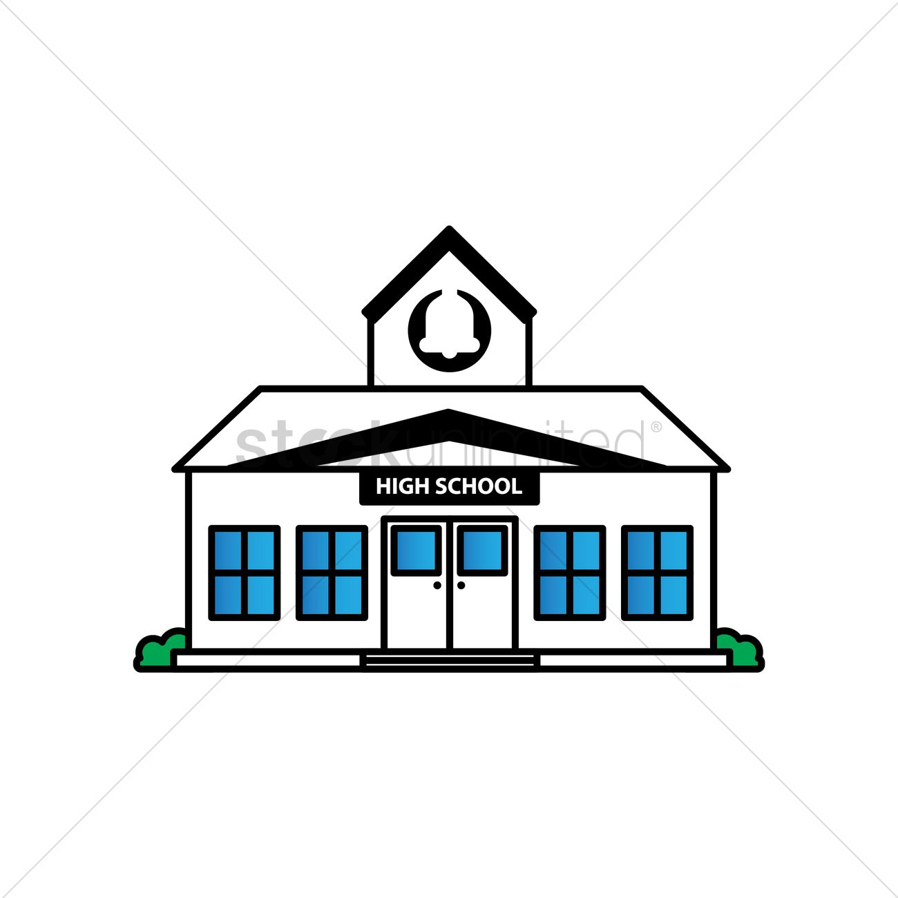 1300x1300 Free High School Building Vector Image
