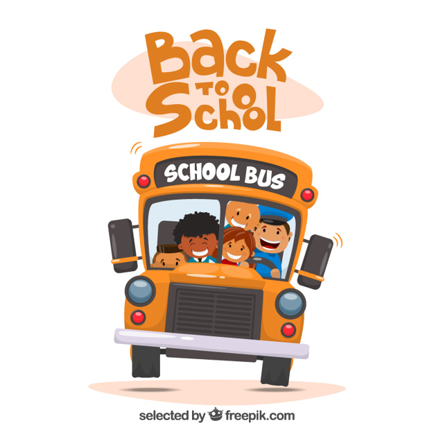 626x626 School Bus With Kids Illustration Vector Free Download
