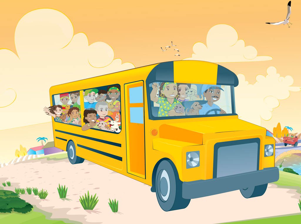 1024x765 Kids In School Bus Vector Art Graphics