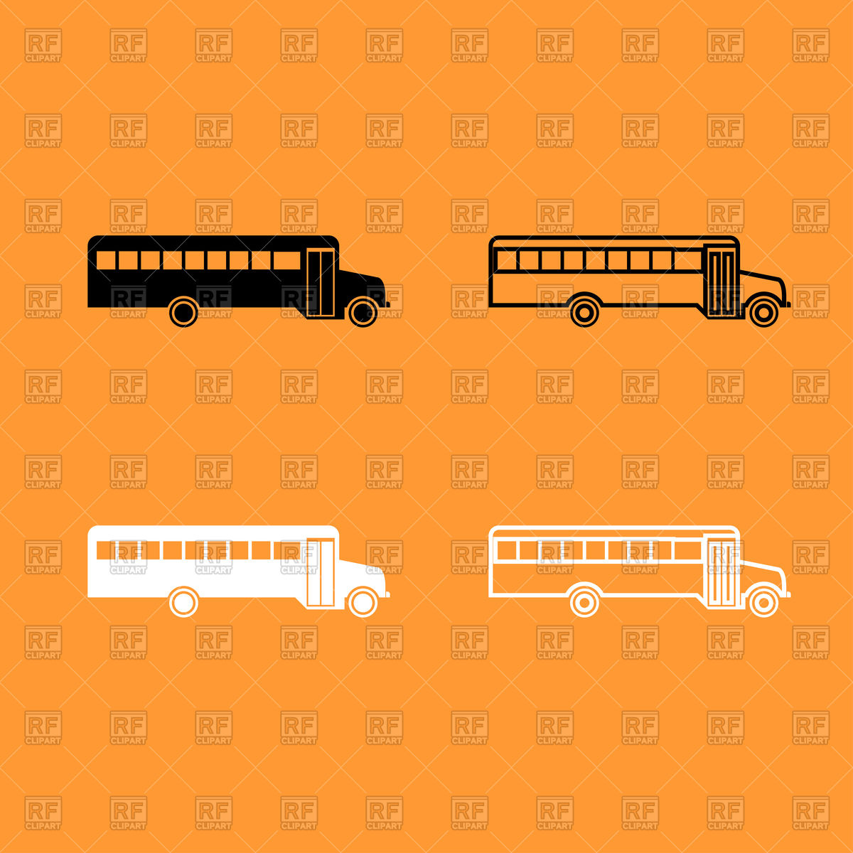 1200x1200 School Bus Black And White Set Icon Vector Image Of Transportation