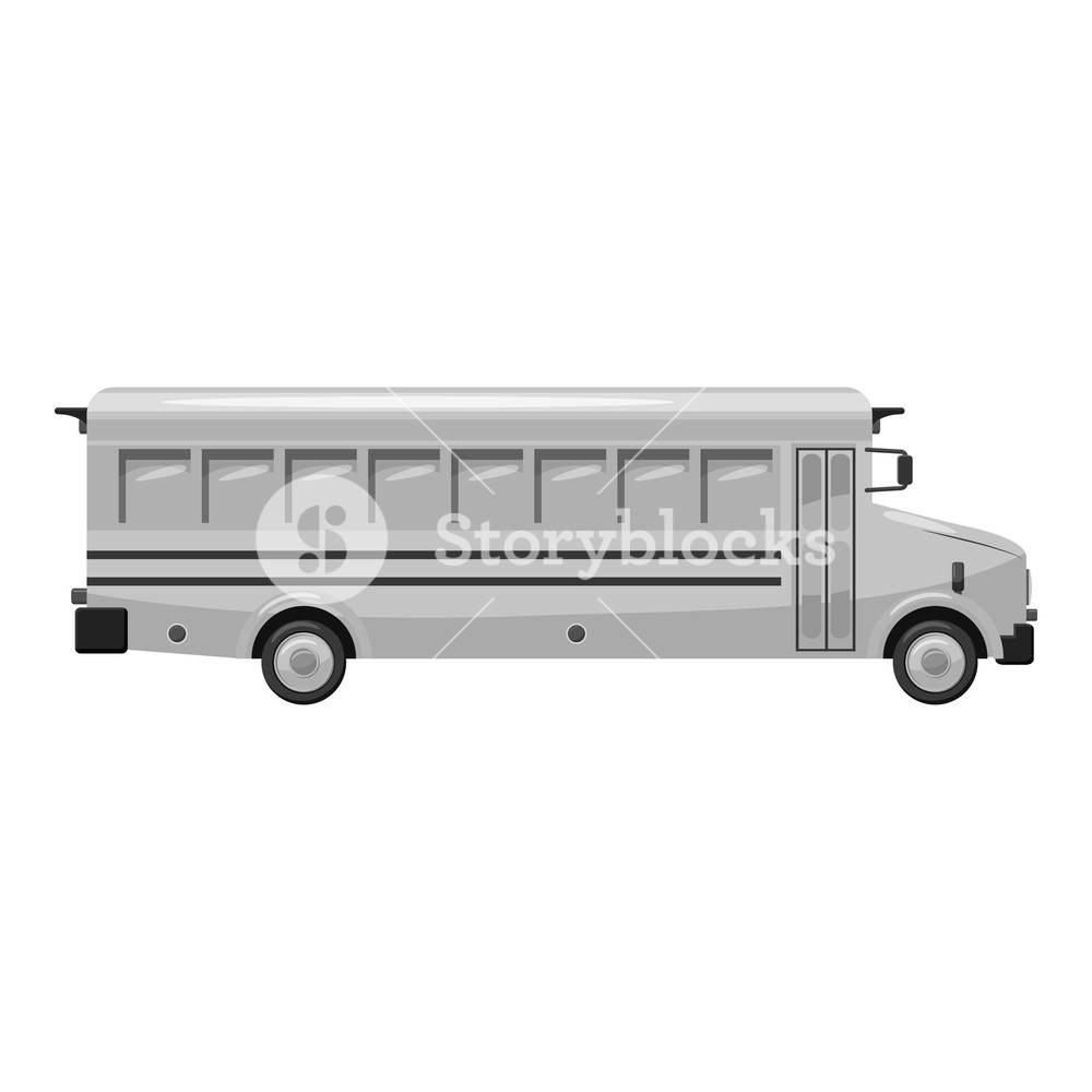 1000x1000 School Bus Icon Gray Monochrome Illustration Of School Bus Vector