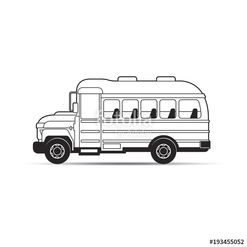 500x500 Black Outline School Bus Vector Cartoon Stock Image And Royalty