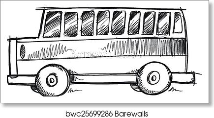435x241 Doodle Sketch School Bus Vector Art, Art Print Barewalls Posters