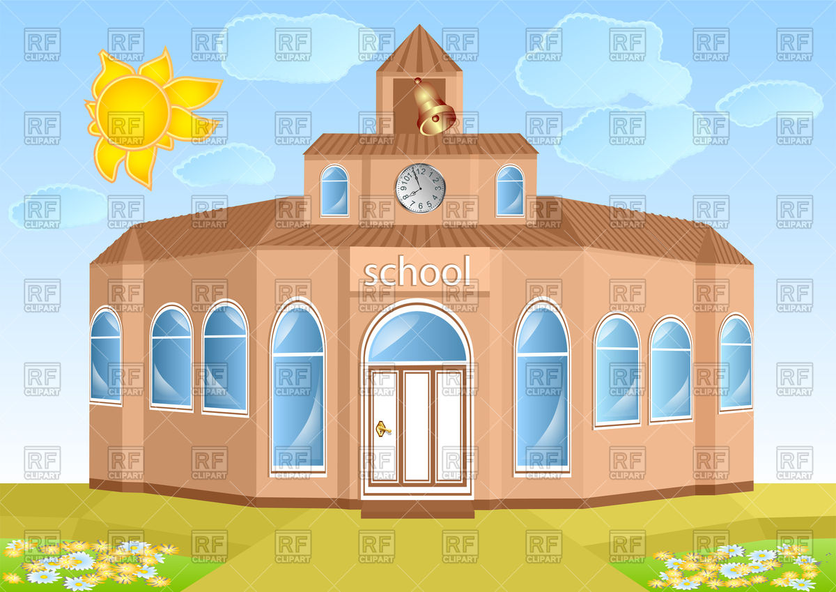 1200x849 School Building Against Blue Sky Vector Image Of Architecture