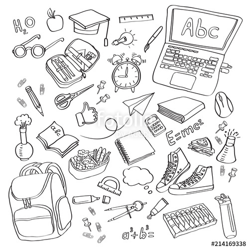 500x500 School Clipart Vector Doodle School Icons Symbols Stock Image