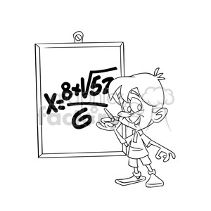 300x300 Vector Black And White Cartoon Child In Math Class School Clipart