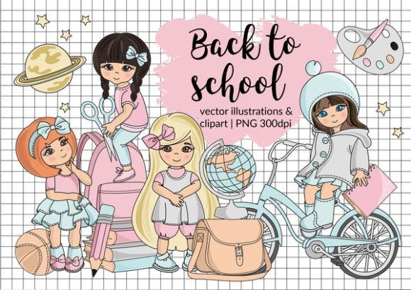 580x410 Back To School Clipart Digital Print Set Graphic