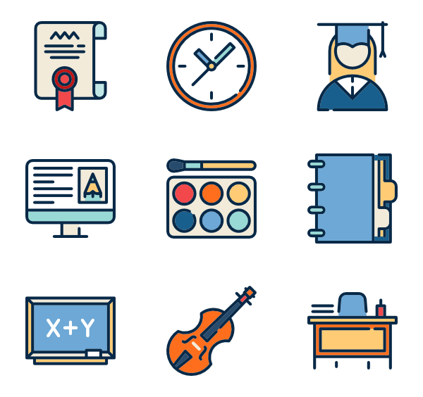 600x564 School Building Icons