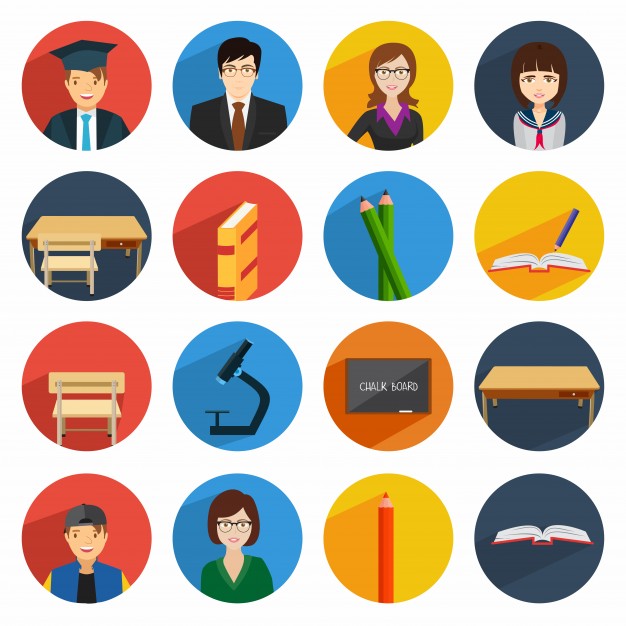 626x626 School Icons Set Vector Free Download