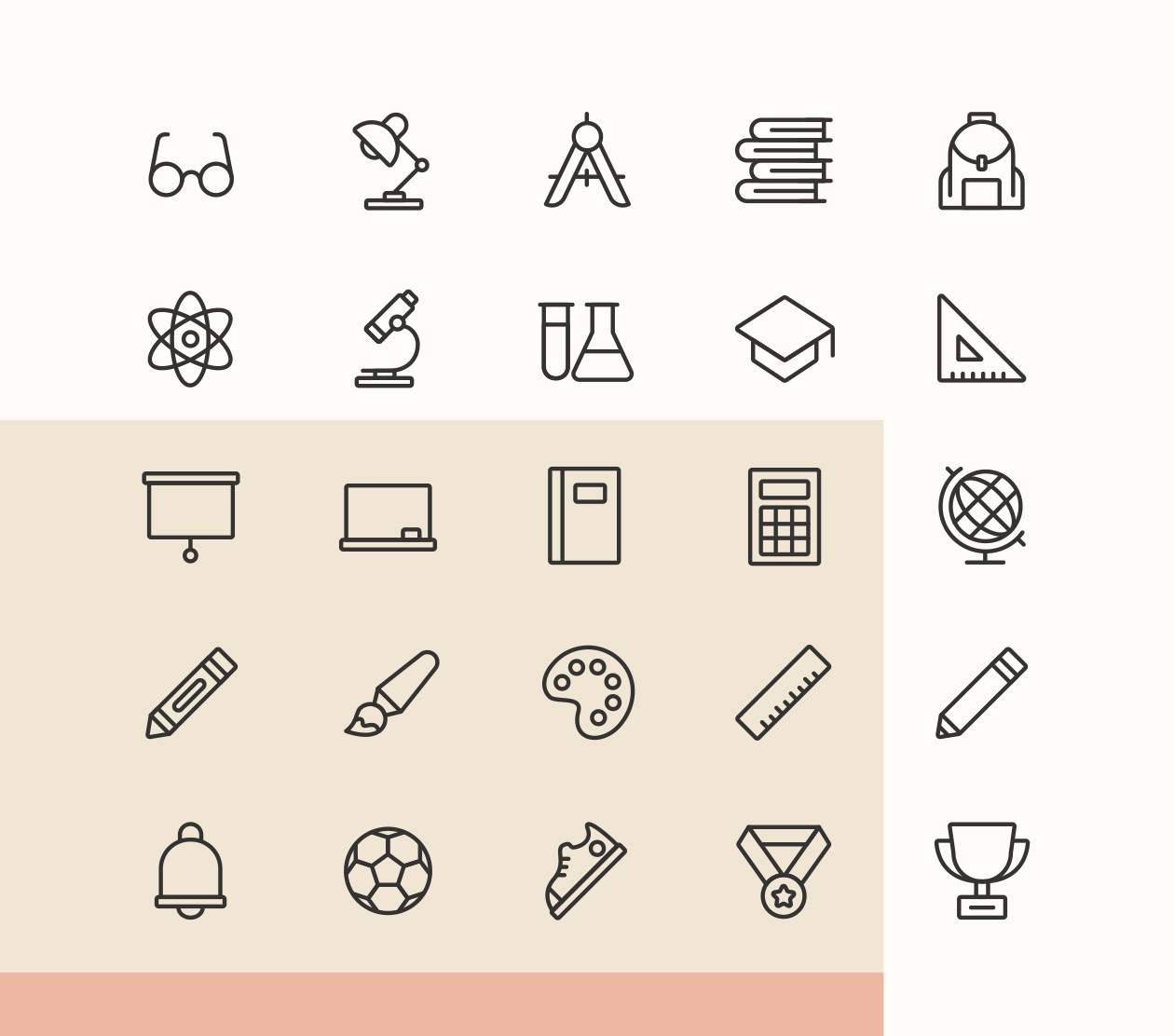 1260x1112 Vector School Line Icons