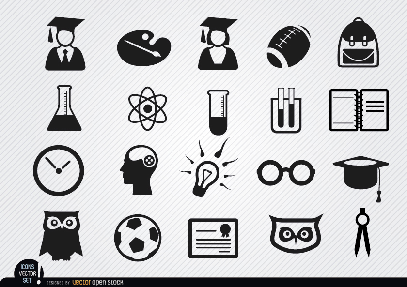 840x593 Academic School Icons Set