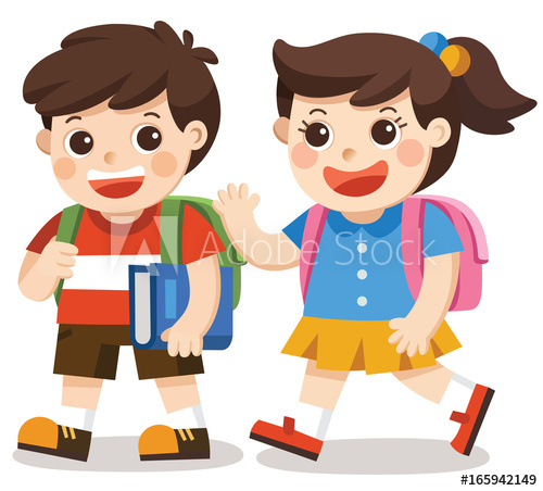 Back To School Kids Going To School With Bag Pack Isolated 500x452 Back To School Kids Going To School With Bag Pack Isolated