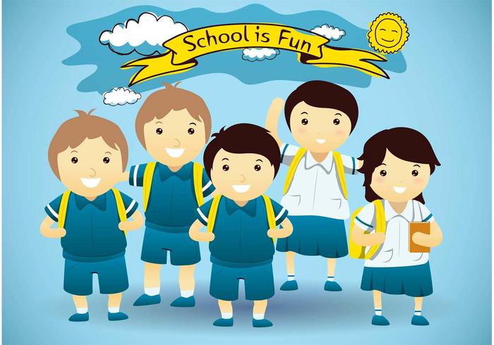Cute School Children Vector 700x490 Cute School Children Vector