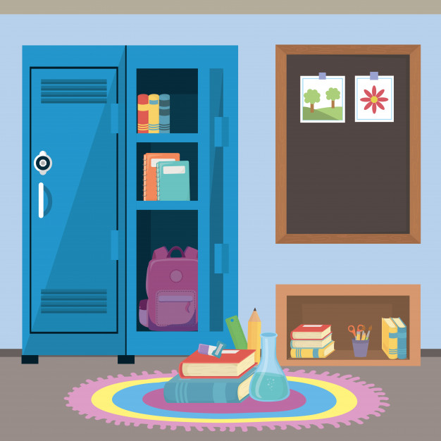 626x626 School Locker And Supplies Free Vector