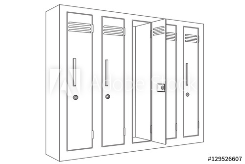 500x334 School Locker With Open Door Outline Icon