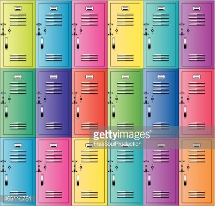 423x406 Vector Colorful Metal School Lockers Premium Clipart