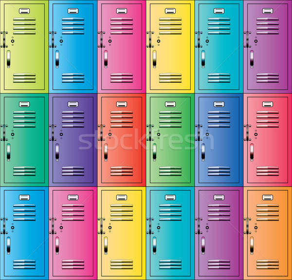 600x575 Vector Colorful Metal School Lockers Vector Illustration Dmitry