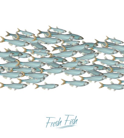 School Of Fish Vector Illustration For Header, Web, Print, Card 407x450 School Of Fish Vector Illustration For Header, Web, Print, Card