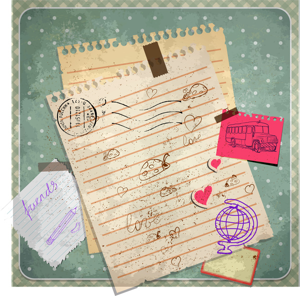 600x593 Old Doodle School Paper Free Vector In Adobe Illustrator