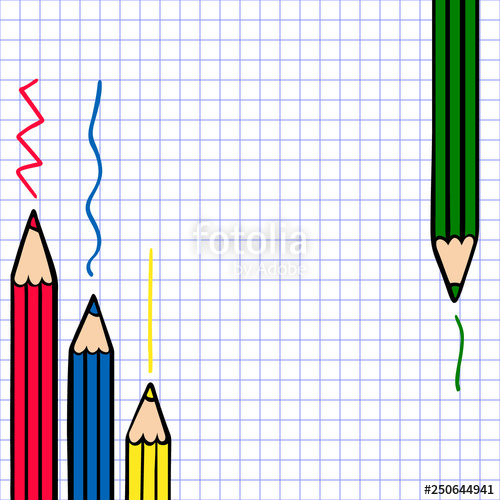 500x500 School Background With Color Pencils And Sheet Of Paper Vector