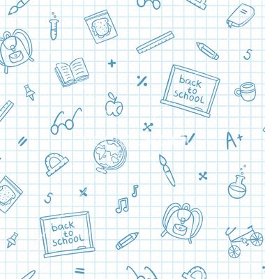 380x400 School Doodle Pattern On A Notebook Paper Vector