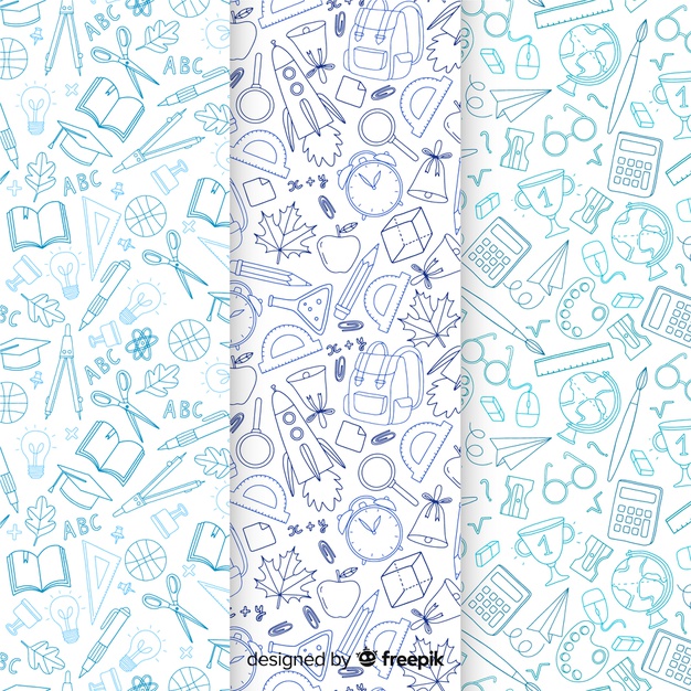 626x626 Hand Drawn Back To School Pattern Collection Vector Free Download