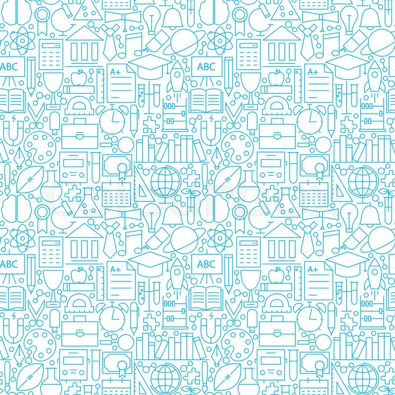 800x800 Line White Education Seamless Pattern Stock Vector Colourbox