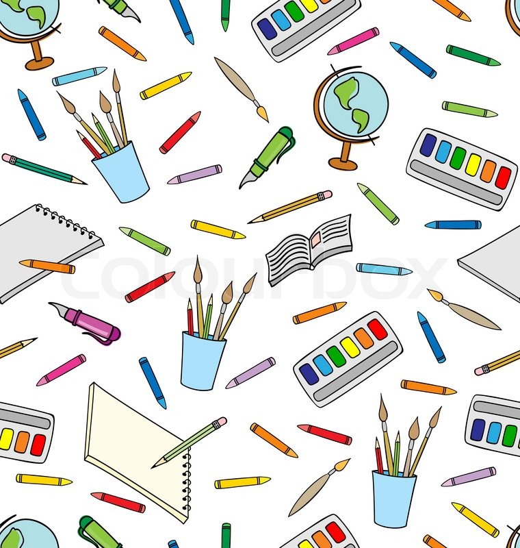 760x800 School Supplies Seamless Pattern Stock Vector Colourbox