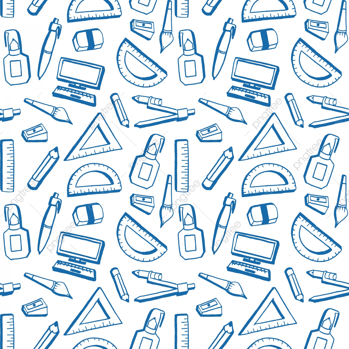 1200x1200 Seamless Hand Drawn Doodle Back To School Theme Pattern