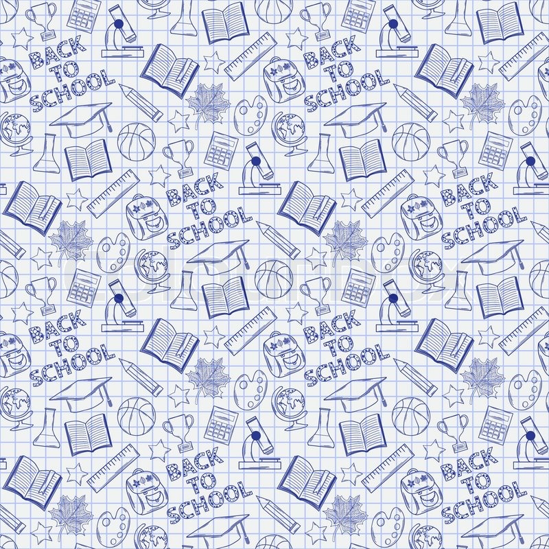 800x800 Seamless Pattern With School Elements Stock Vector Colourbox