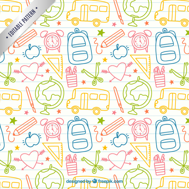 626x626 Sketches School Elements Pattern Vector Free Download