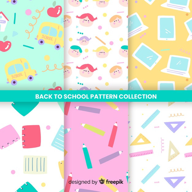 626x626 Back To School Seamless Pattern Collection Vector Free Download