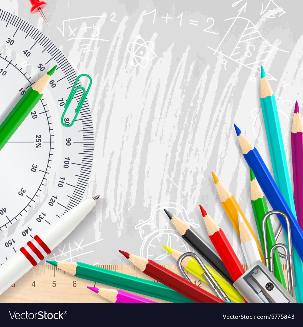 1000x1080 Grey Chalk Background With School Supplies Vector Image