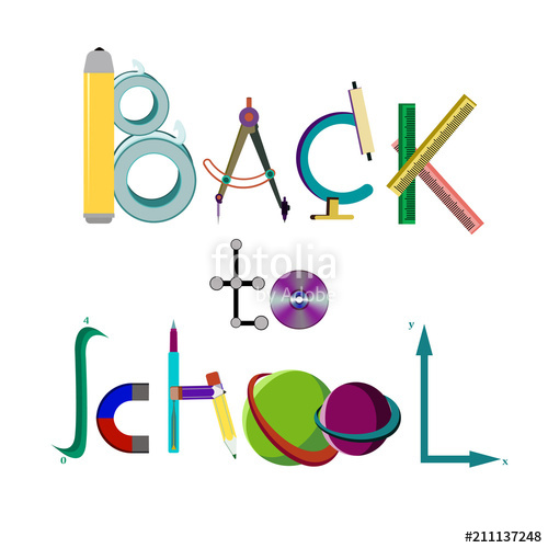 500x500 Inscription Back To School Of School Supplies, Vector Illustration