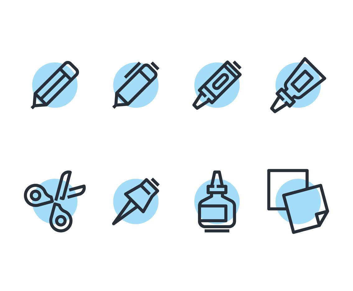 1136x936 School Supplies Line Icon Vectors Vector Art Graphics