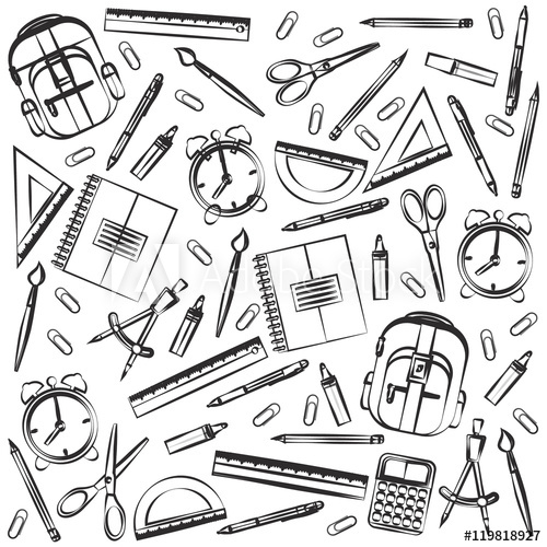 500x500 School Background With Hand Drawn School Supplies Vector Design