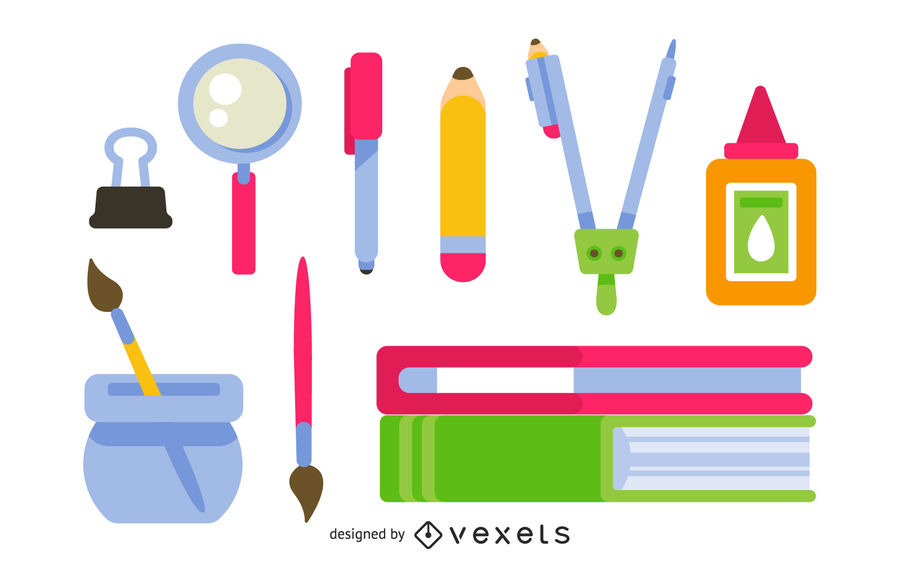 900x562 Students School Supplies Vector Material